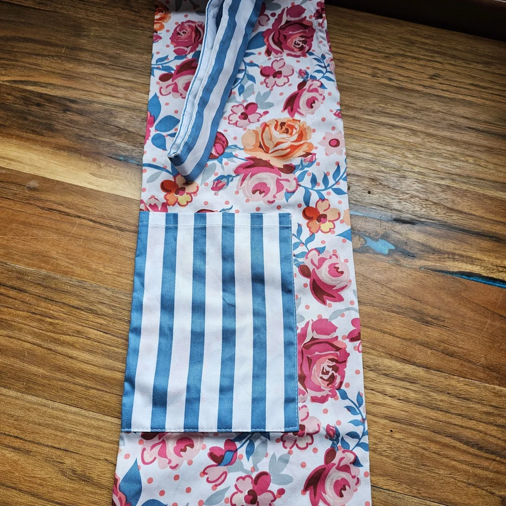 Pantry Cotton Floral Apron With Striped Pocket